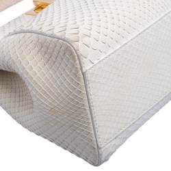 Pre Owned Fendi White Python Mini Peekaboo Top Handle Bag