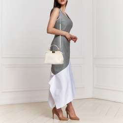Pre Owned Fendi White Python Mini Peekaboo Top Handle Bag