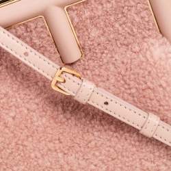 Pre Owned Fendi Light Pink Shearing Small First Shoulder Bag