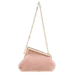 Pre Owned Fendi Light Pink Shearing Small First Shoulder Bag