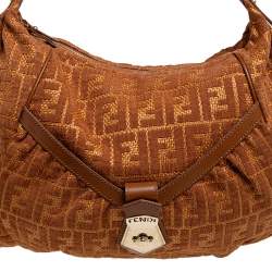Pre Owned Fendi Brown Zucchino Coated Canvas and Leather Hobo
