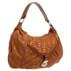 Pre Owned Fendi Brown Zucchino Coated Canvas and Leather Hobo