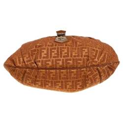 Pre Owned Fendi Brown Zucchino Coated Canvas and Leather Hobo