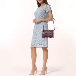 مملوكة مسبقًا Fendi Burgundy Leather Multicolor Studded Crossbody Bag