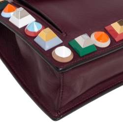 مملوكة مسبقًا Fendi Burgundy Leather Multicolor Studded Crossbody Bag