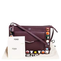 مملوكة مسبقًا Fendi Burgundy Leather Multicolor Studded Crossbody Bag