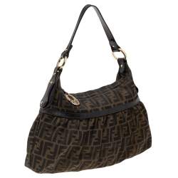 Pre Owned Fendi Tobacco Zucca Canvas and Leather Chef Shoulder Bag