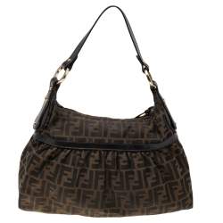 Pre Owned Fendi Tobacco Zucca Canvas and Leather Chef Shoulder Bag