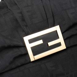Pre Owned Fendi Black Zucca Canvas and Patent Leather Mia Flap Shoulder Bag