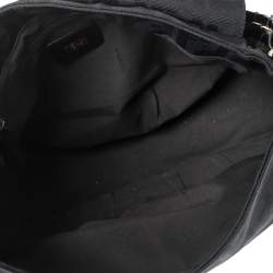 Pre Owned Fendi Black Zucca Canvas and Patent Leather Mia Flap Shoulder Bag