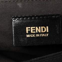 Pre Owned Fendi Black Zucca Canvas and Patent Leather Mia Flap Shoulder Bag