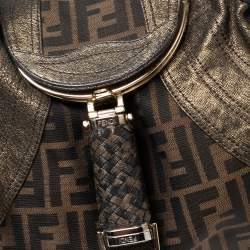 Pre Owned Fendi Tobacco/Metallic Zucca Canvas and Leather Spy Bag