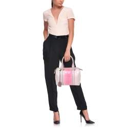 Pre Owned Fendi Ombre Pink Zucchino Fabric, Leather and Sequins Forever Bauletto Boston Bag