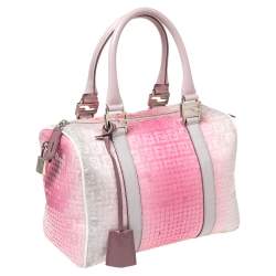 Pre Owned Fendi Ombre Pink Zucchino Fabric, Leather and Sequins Forever Bauletto Boston Bag