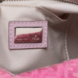 Pre Owned Fendi Ombre Pink Zucchino Fabric, Leather and Sequins Forever Bauletto Boston Bag