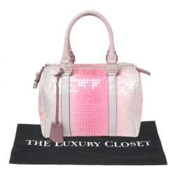 Pre Owned Fendi Ombre Pink Zucchino Fabric, Leather and Sequins Forever Bauletto Boston Bag