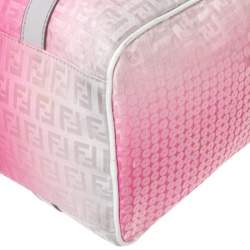 Pre Owned Fendi Ombre Pink Zucchino Fabric, Leather and Sequins Forever Bauletto Boston Bag