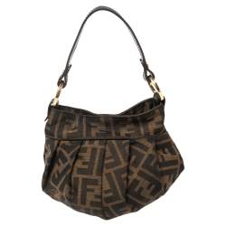 Pre Owned Fendi Tobacco Zucca Canvas Mini Chef Bag