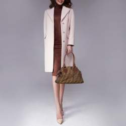 Pre Owned Fendi Tobacco Zucca Canvas and Leather Chef De Jour Bag
