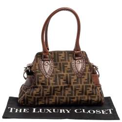 Pre Owned Fendi Tobacco Zucca Canvas and Leather Chef De Jour Bag