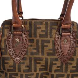 Pre Owned Fendi Tobacco Zucca Canvas and Leather Chef De Jour Bag