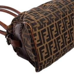 Pre Owned Fendi Tobacco Zucca Canvas and Leather Chef De Jour Bag
