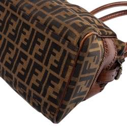 Pre Owned Fendi Tobacco Zucca Canvas and Leather Chef De Jour Bag