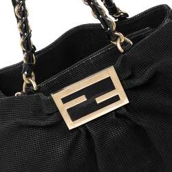 Pre Owned Fendi Black Canvas Large Mia Shoulder Bag