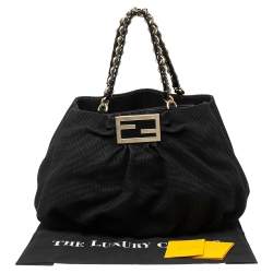 Pre Owned Fendi Black Canvas Large Mia Shoulder Bag