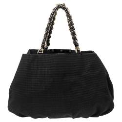 Pre Owned Fendi Black Canvas Large Mia Shoulder Bag