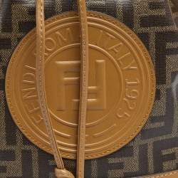 Pre Owned Fendi Brown Zucca Coated Canvas and Leather Mon Tresor Drawstring Bucket Bag