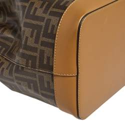 Pre Owned Fendi Brown Zucca Coated Canvas and Leather Mon Tresor Drawstring Bucket Bag