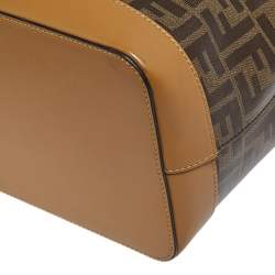 Pre Owned Fendi Brown Zucca Coated Canvas and Leather Mon Tresor Drawstring Bucket Bag