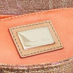 Pre Owned Fendi Metallic Multicolor Zucca Lurex Mia Chain Clutch