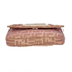 Pre Owned Fendi Metallic Multicolor Zucca Lurex Mia Chain Clutch