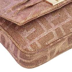 Pre Owned Fendi Metallic Multicolor Zucca Lurex Mia Chain Clutch