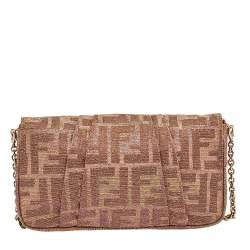 Pre Owned Fendi Metallic Multicolor Zucca Lurex Mia Chain Clutch
