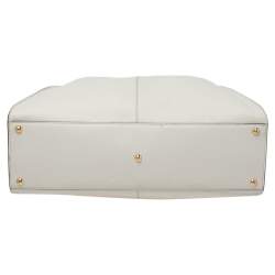 Pre Owned Fendi White Leather Medium Peekaboo X Lite Top Handle Bag