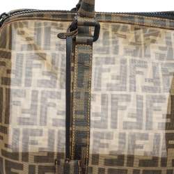 Pre Owned Fendi Tobacco Zucca Mesh and Coated Canvas Boston Duffel Bag