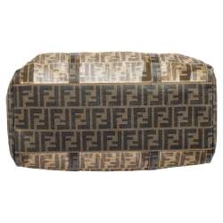 Pre Owned Fendi Tobacco Zucca Mesh and Coated Canvas Boston Duffel Bag