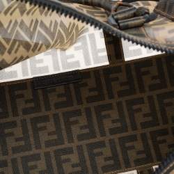 Pre Owned Fendi Tobacco Zucca Mesh and Coated Canvas Boston Duffel Bag