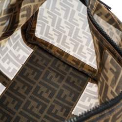 Pre Owned Fendi Tobacco Zucca Mesh and Coated Canvas Boston Duffel Bag