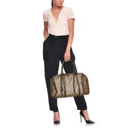 Pre Owned Fendi Tobacco Zucca Mesh and Coated Canvas Boston Duffel Bag