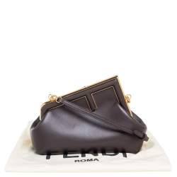 Pre Owned Fendi Mocha Leather Small First Shoulder Bag