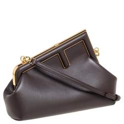 Pre Owned Fendi Mocha Leather Small First Shoulder Bag