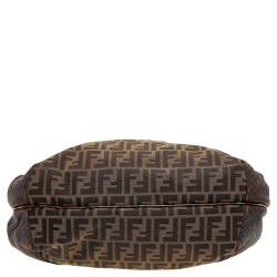Pre Owned Fendi Tobacco Zucca Canvas And Leather Spy Hobo