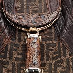 Pre Owned Fendi Tobacco Zucca Canvas And Leather Spy Hobo
