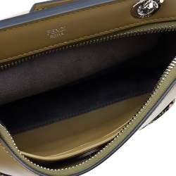 Pre Owned Fendi Olive Green Leather Whipstitch Dotcom Shoulder Bag