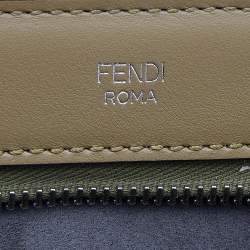 Pre Owned Fendi Olive Green Leather Whipstitch Dotcom Shoulder Bag