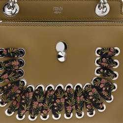 Pre Owned Fendi Olive Green Leather Whipstitch Dotcom Shoulder Bag